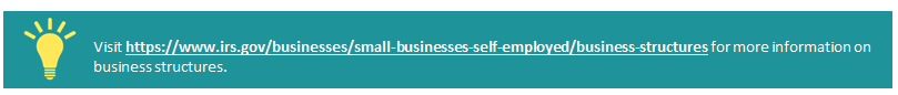 Visit the IRS website for more information on business structures