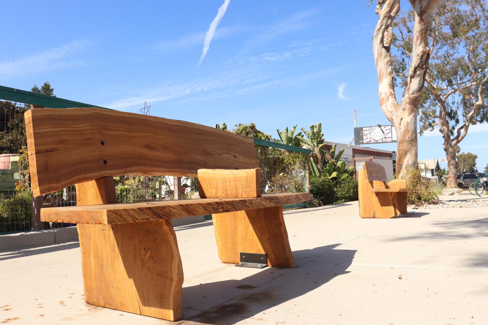 Wooden bench on highway 101