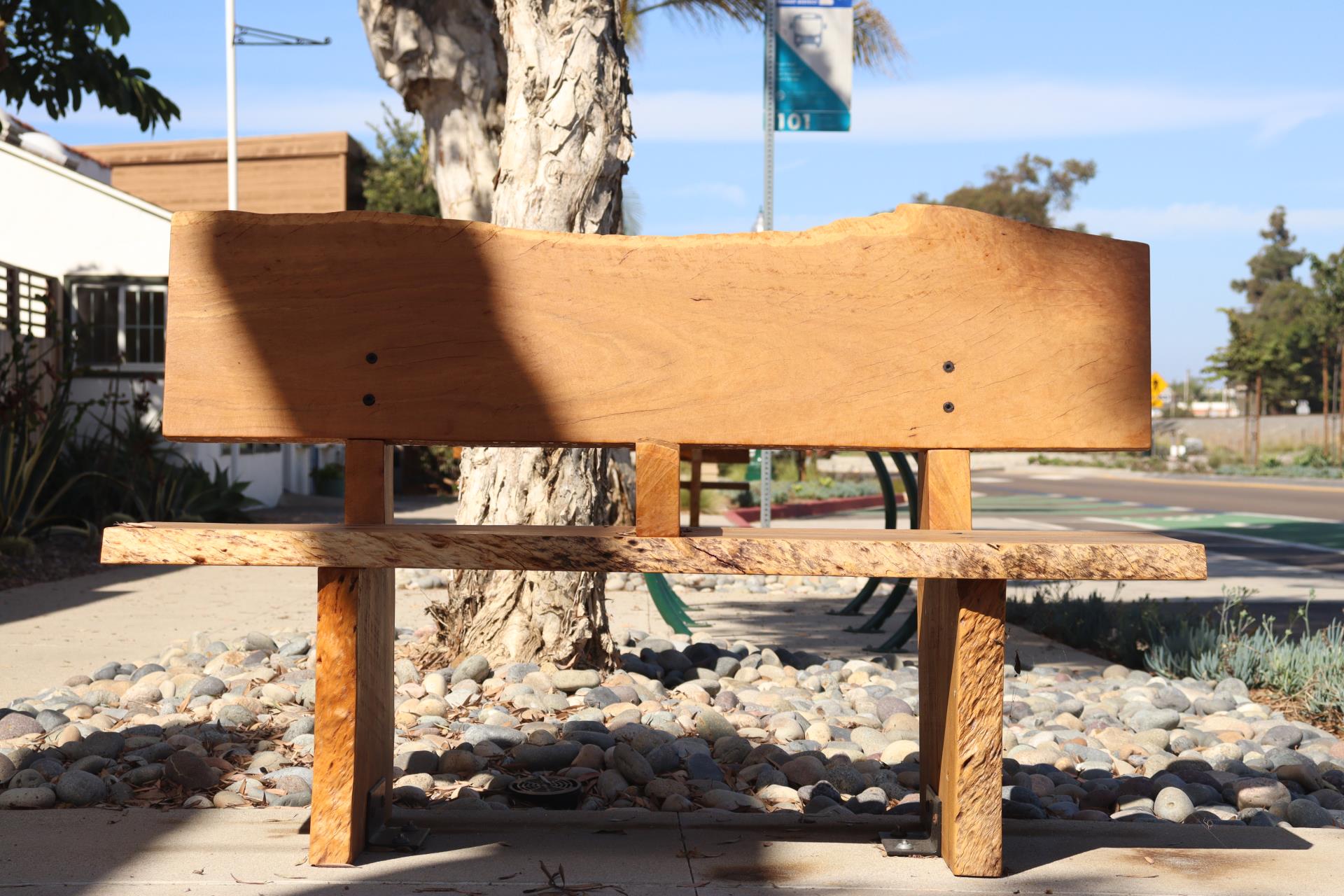 Wooden bench on highway 101