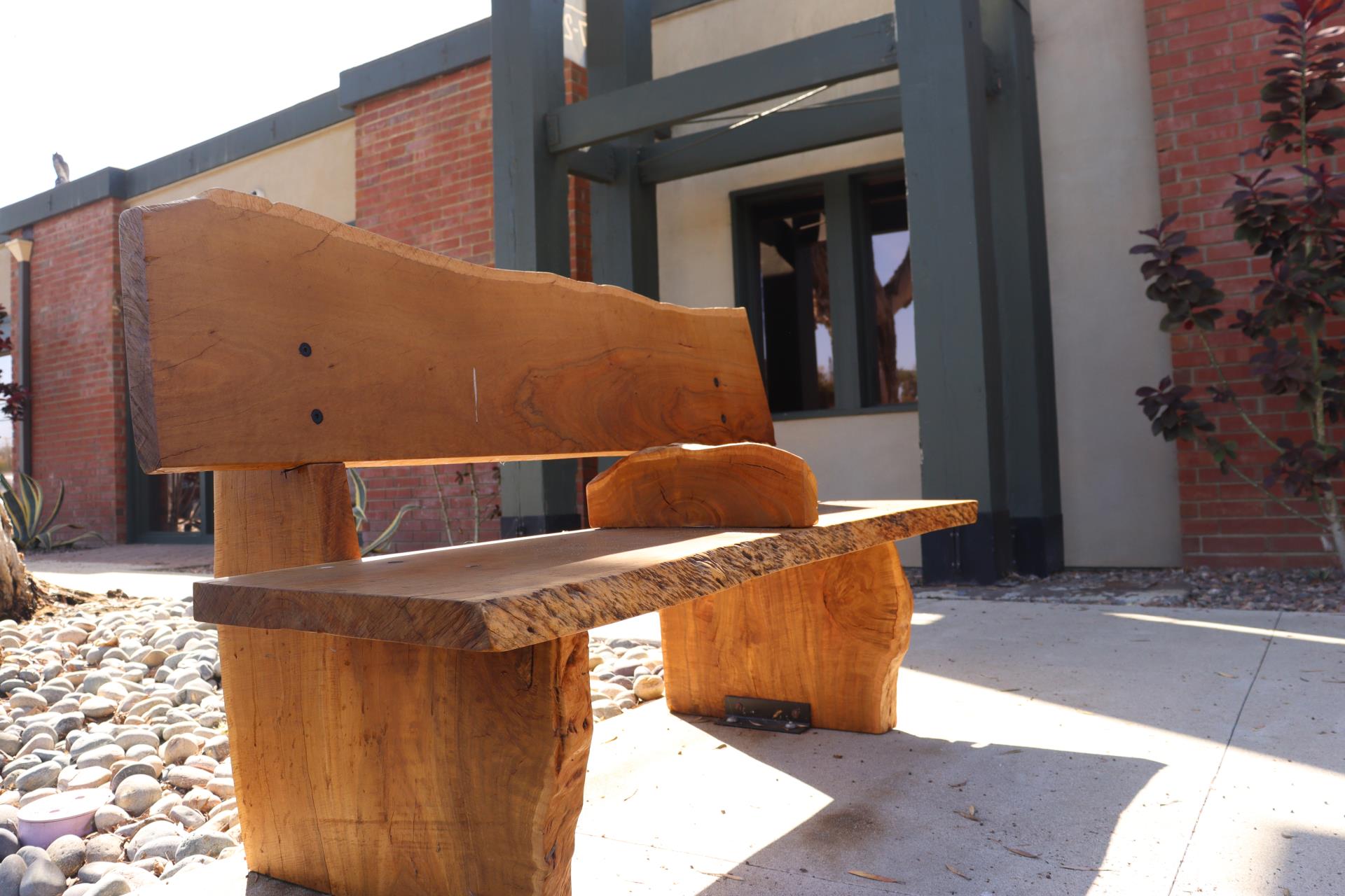 Wooden bench on highway 101