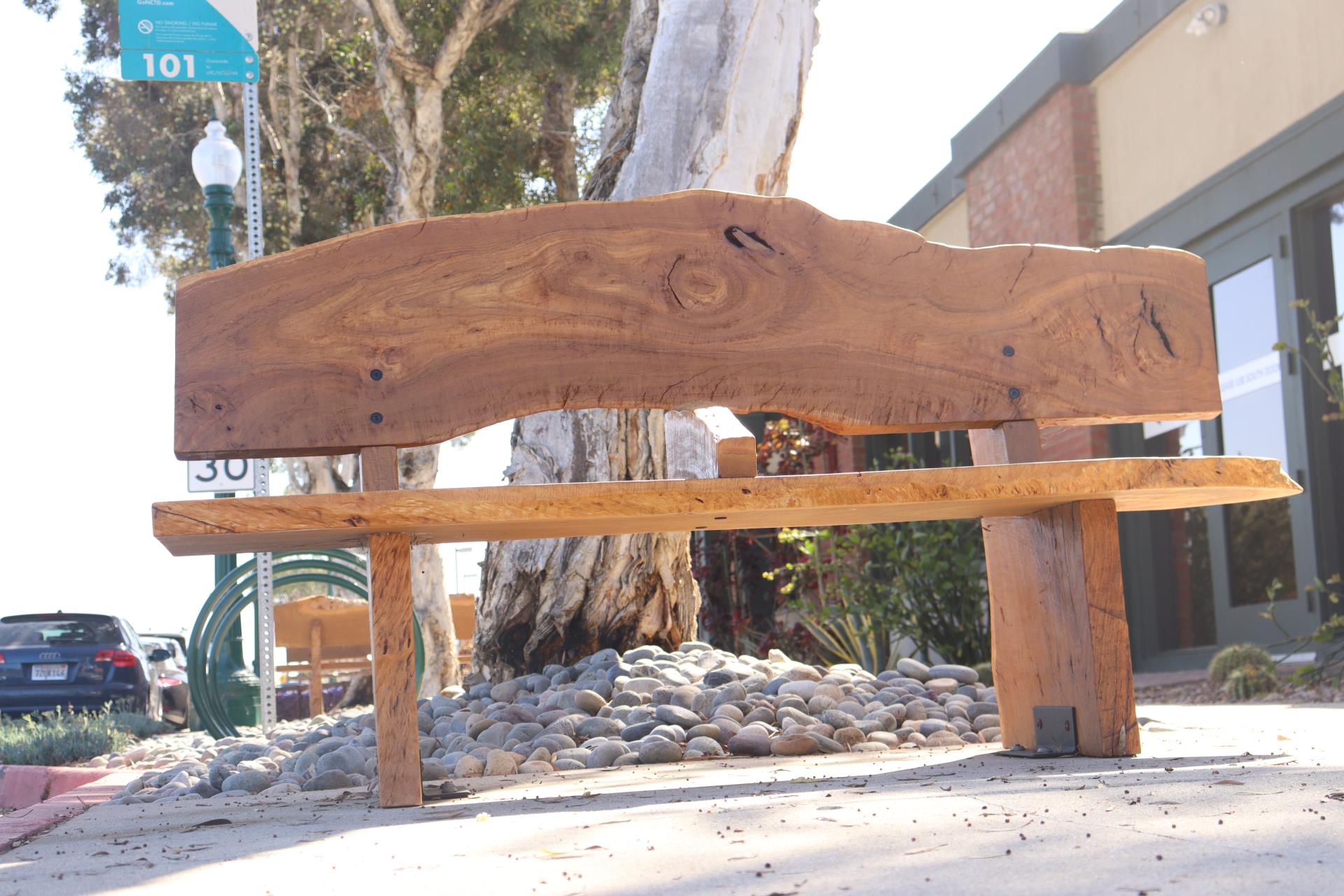 Wooden bench on highway 101