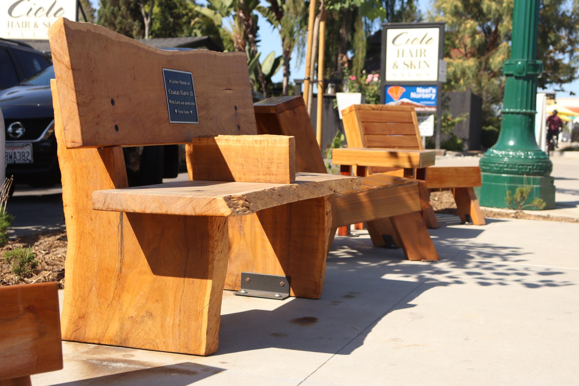 Wooden bench on highway 101