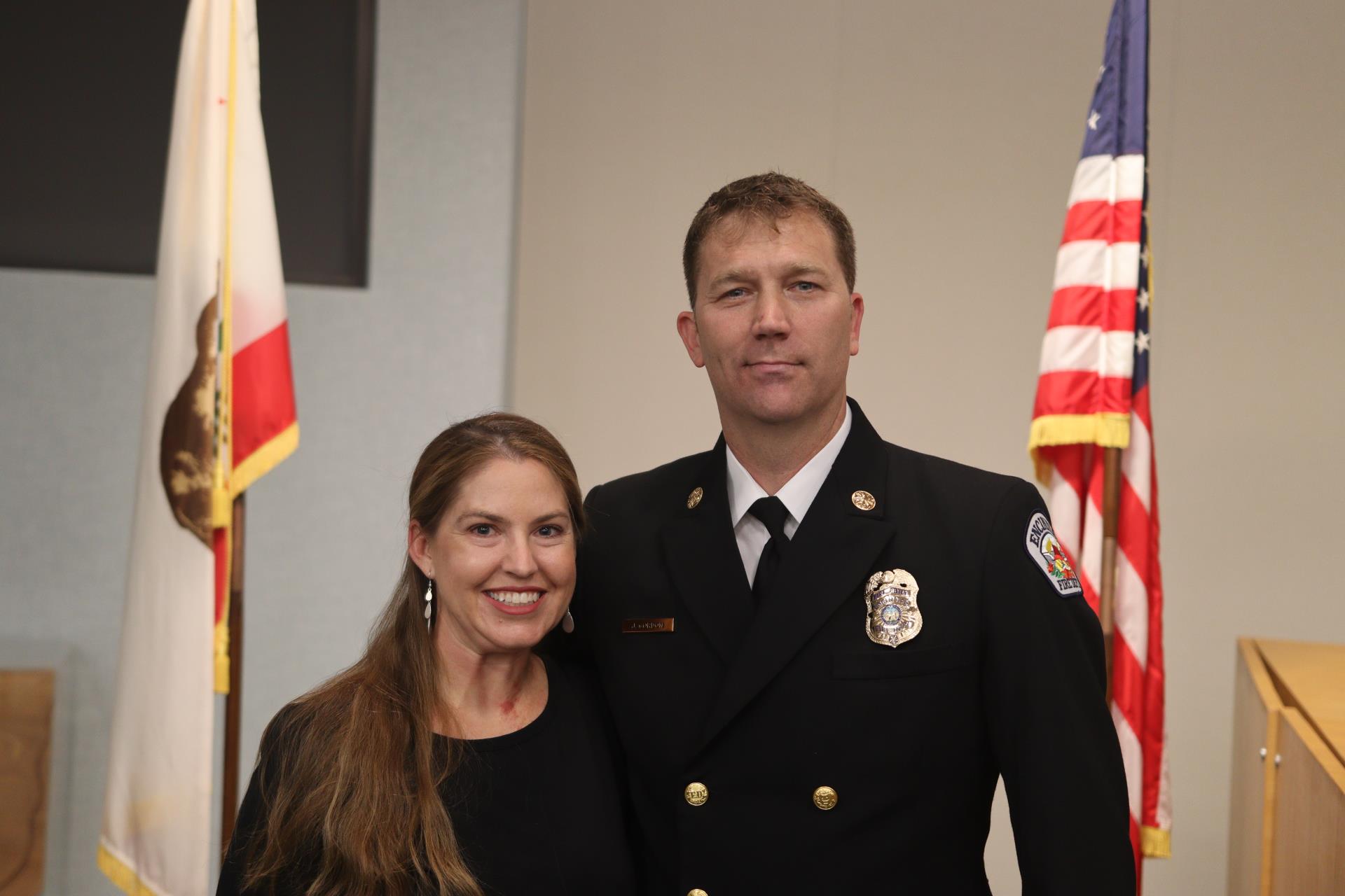 Chief Gordon and wife Lindsey at Badge Pinning