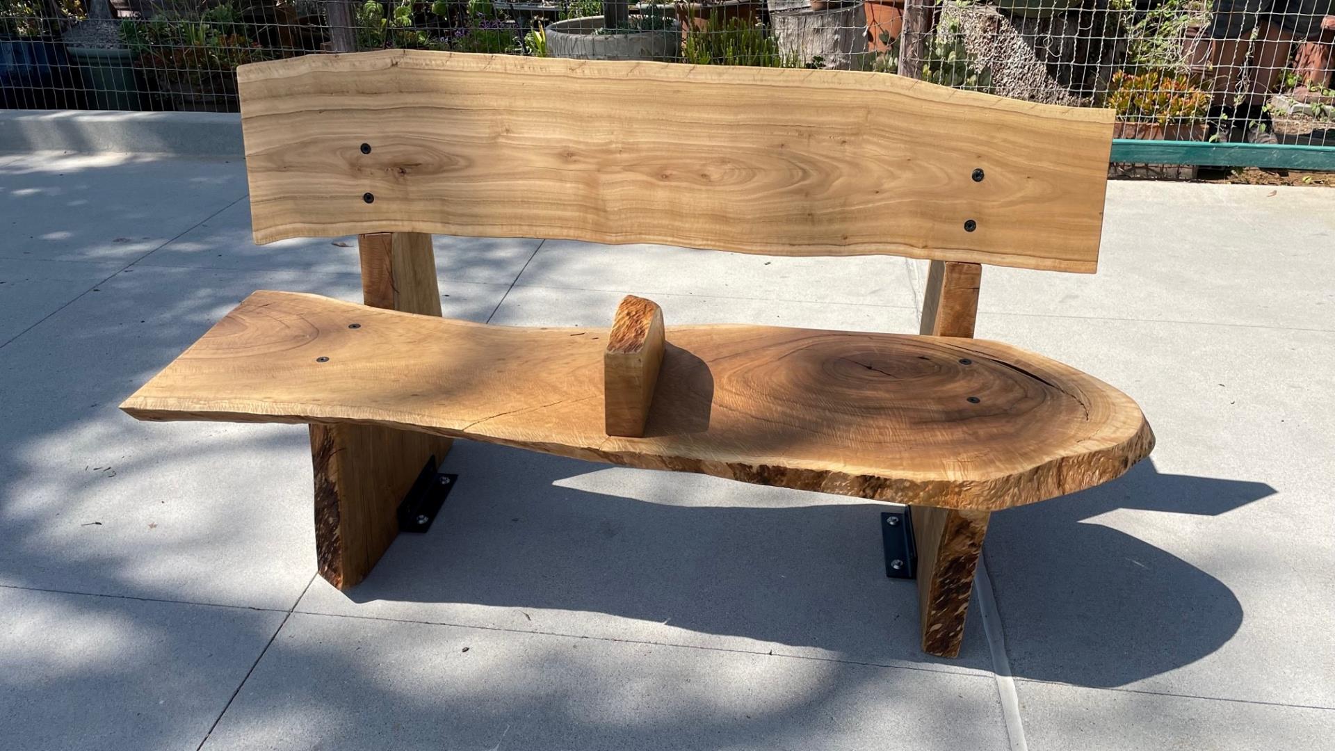 Wooden bench on highway 101