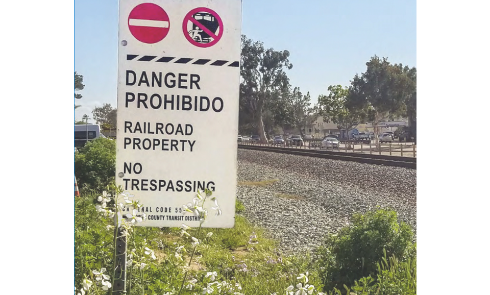 photo of danger train sign