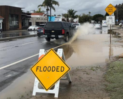 N.101 flooded sign and flooded areas