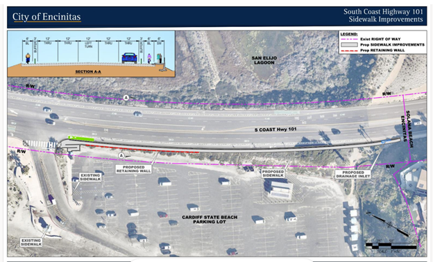 S. 101 Sidewalk project area photo map