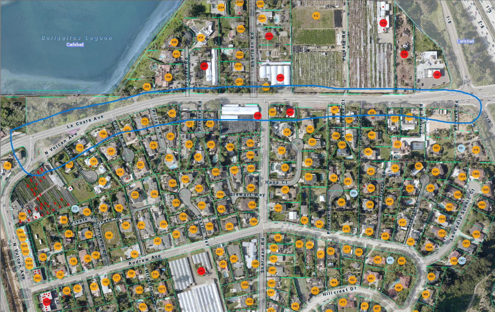 La Costa Ave. Ped Path Project Area Map