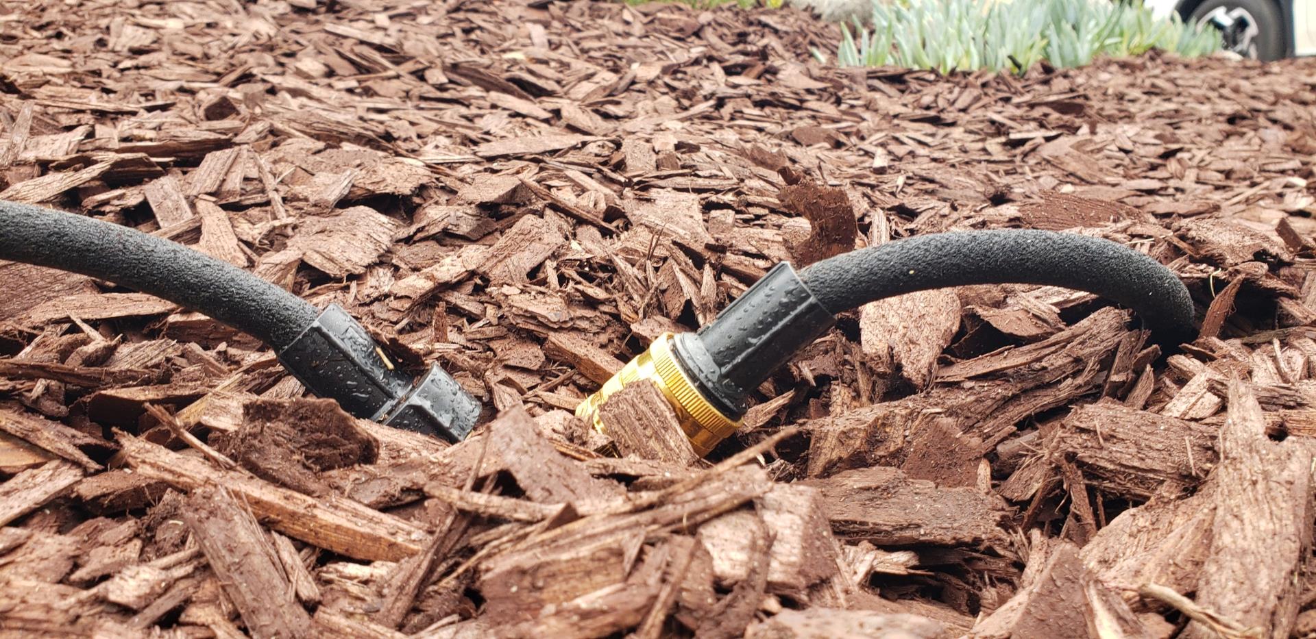 Soaker hoses in mulch