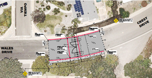 arial view rendering of proposed gate at crest dr. and wales dr.