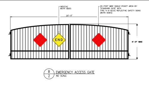 Elevation Rendering of proposed gate at crest dr. and wales dr.