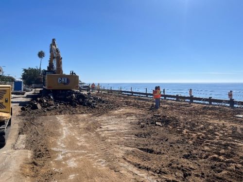 Demolition of old pavement parking lot at Beacon's Beach