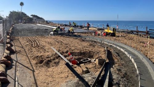 Construction of new curbs and pathways at Beacon's Beach parking lot